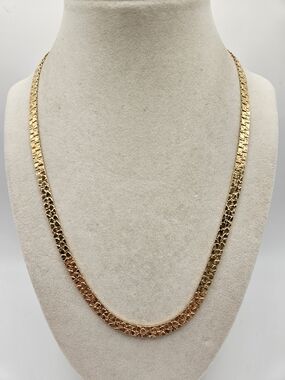 VINTAGE DM Gold Tone Nugget Textured Chain Unisex 20" Necklace Signed